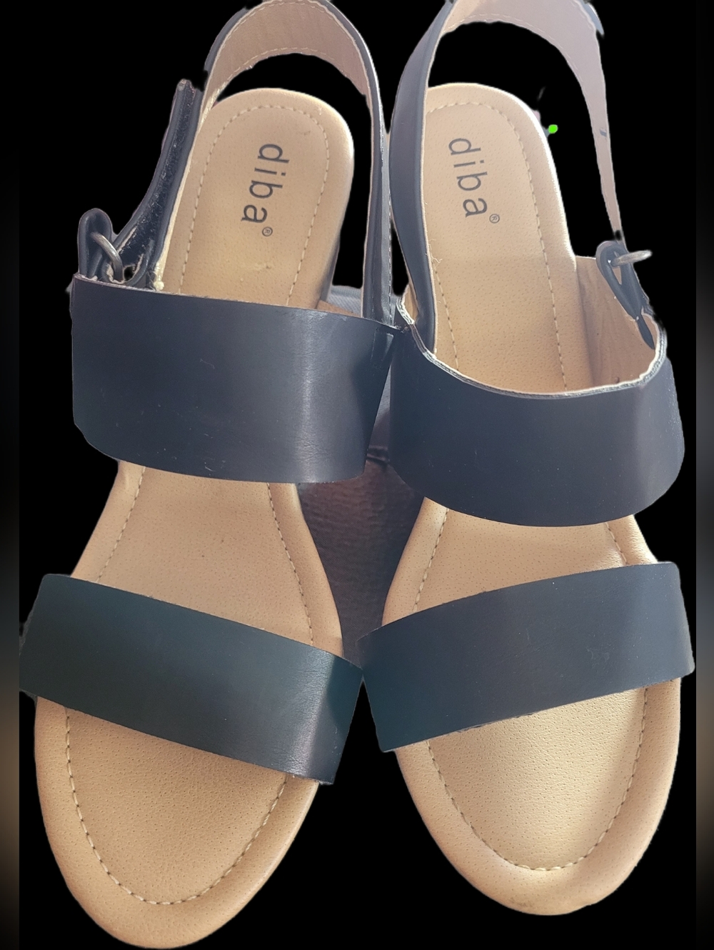 Diba Black Double-Strap Slingback Sandals